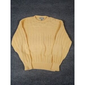 Vintage 90s Christopher Hayes Crewneck Cable Knit Sweater Yellow Men's Large USA